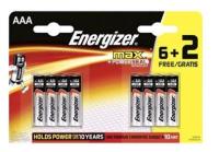 Energizer Max - 8x AAA-batterijen (6 + 2 gratis) 1,5 V / 1250 mAh
